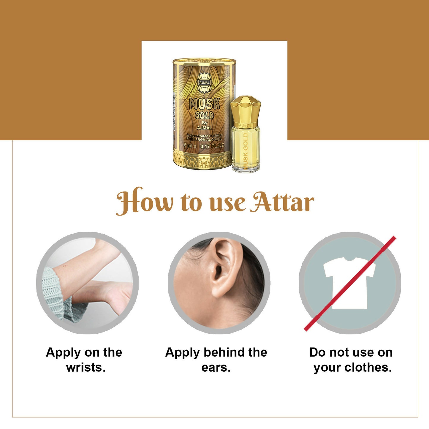 Ajmal MUSK GOLD Attar Perfume - 5 ML