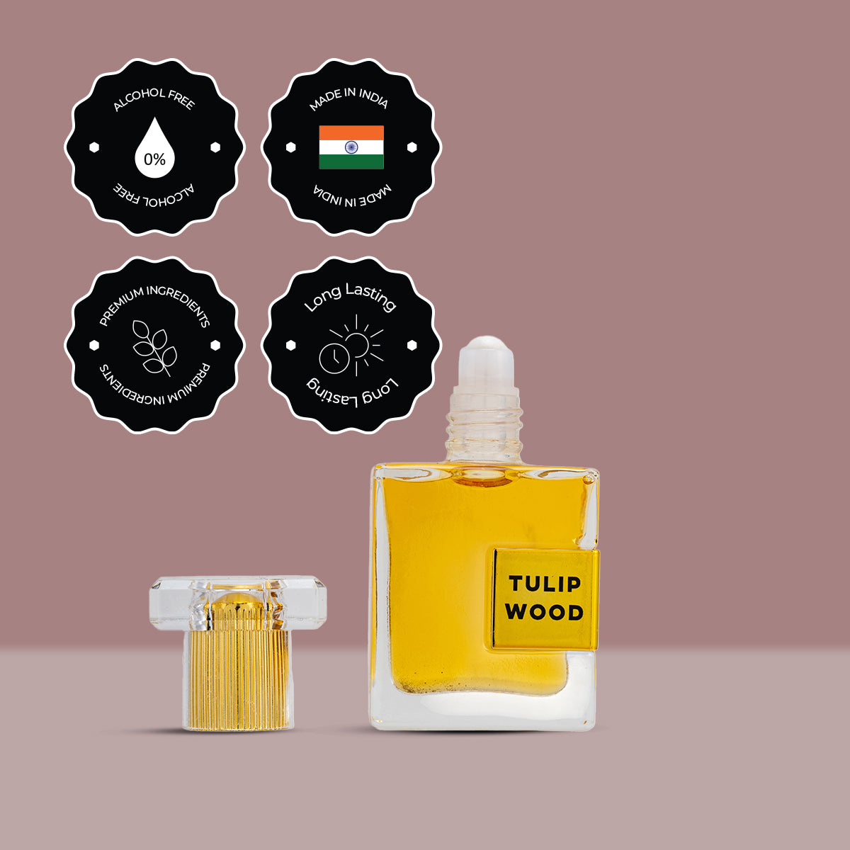 AG Tulip Wood -Attar for Men & Women | Blends of Saffron, Peach & Rosemary | Long Lasting Roll -On Attar | Great for Everyday Use | 12ML