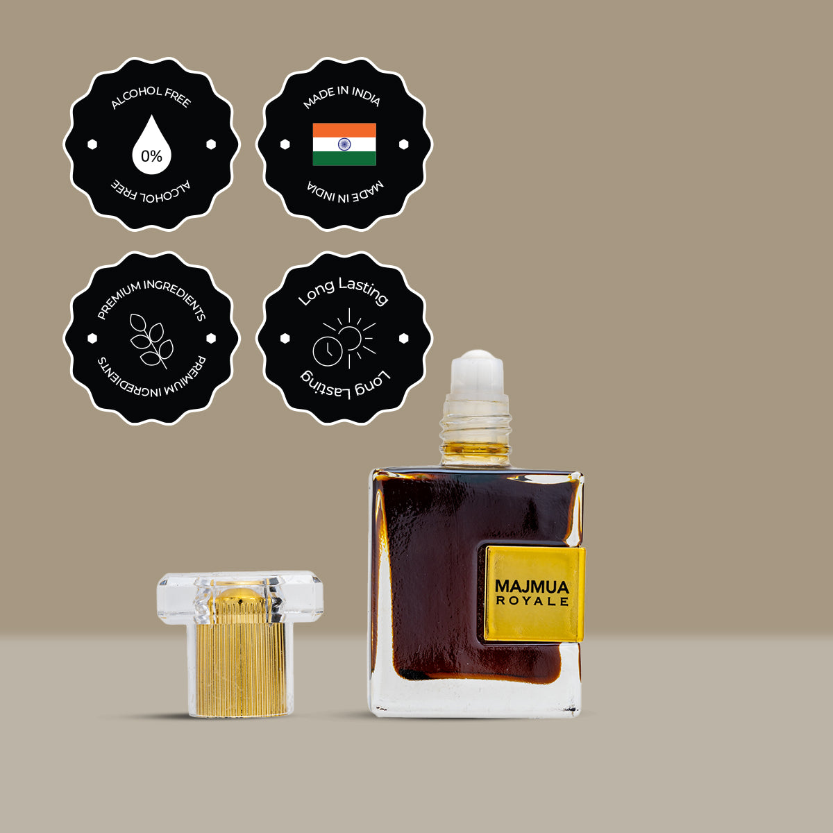AG Majmua Royale -Attar for Men & Women | Blends of Vetiver, Sandalwood & Spices | Long Lasting Roll -On Attar | Great for Everyday Use | 12ML