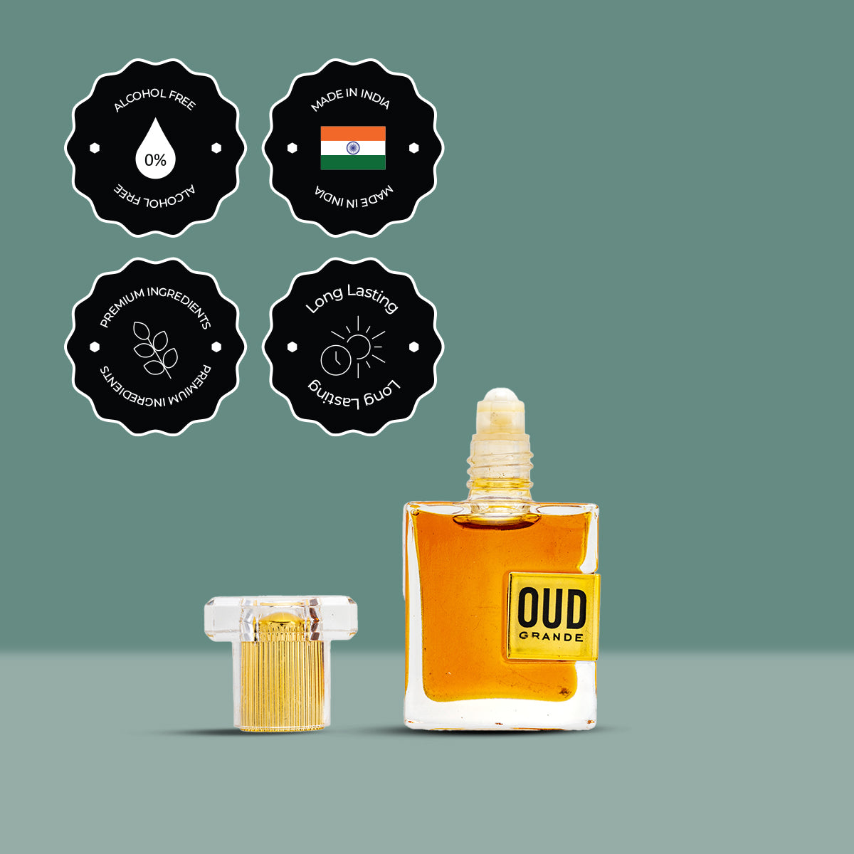 AG Oudh Grande - Attar for Men & Women | Majestic Blend of Amber, Vanilla & Patchouli | Long Lasting Roll -On Attar | Great for Everyday Use | 12ML