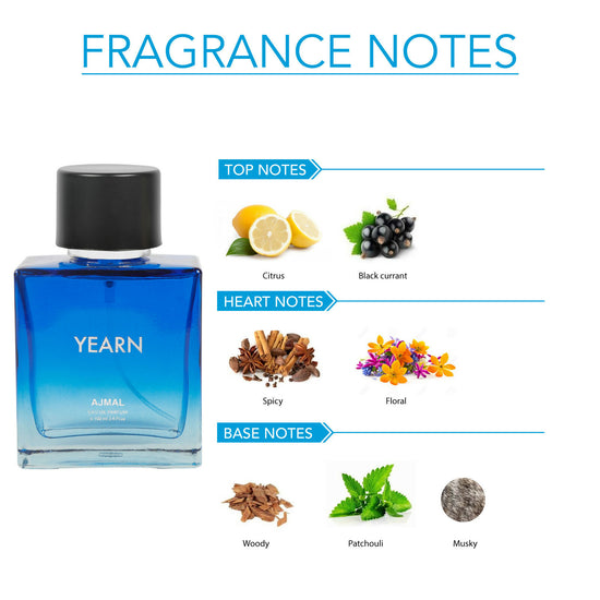 Ajmal Yearn Eau De Perfume Aquatic Perfume 100ML Long Lasting Scent Spray Party Wear Gift For Men