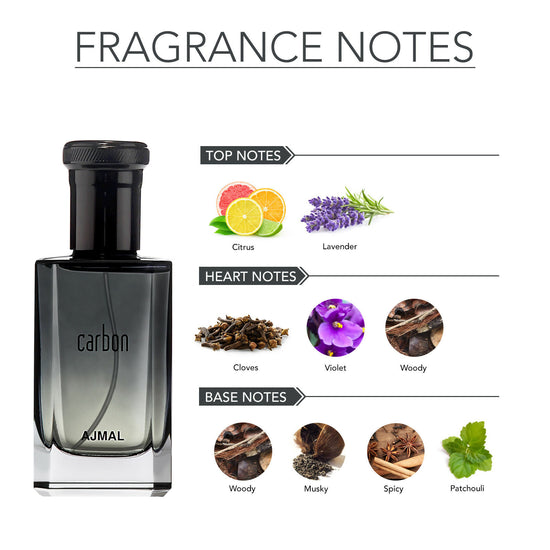 Ajmal Carbon EDP 100ML Long Lasting Scent Spray Citrus Perfume Gift For Men - Made In Dubai